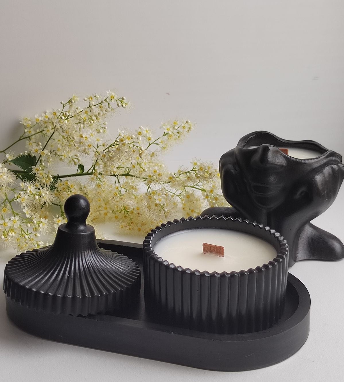 Black Potted Candle Small