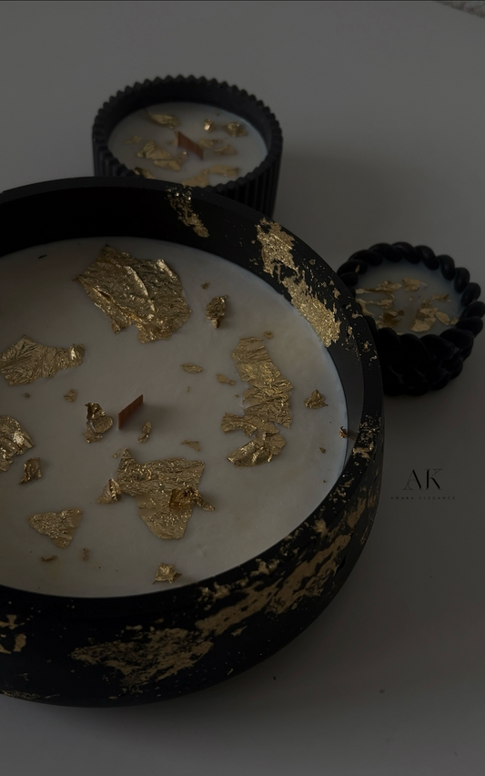 Black Gold Potted Candle